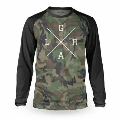 Maillot VTT Manches Longues Loose Riders Camo Raglan Vert Forêt